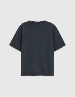 Tee-shirt gris print immeubles et messages Femme