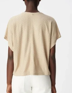 Tee-shirt loose doré tricot lurex fantaisie Femme