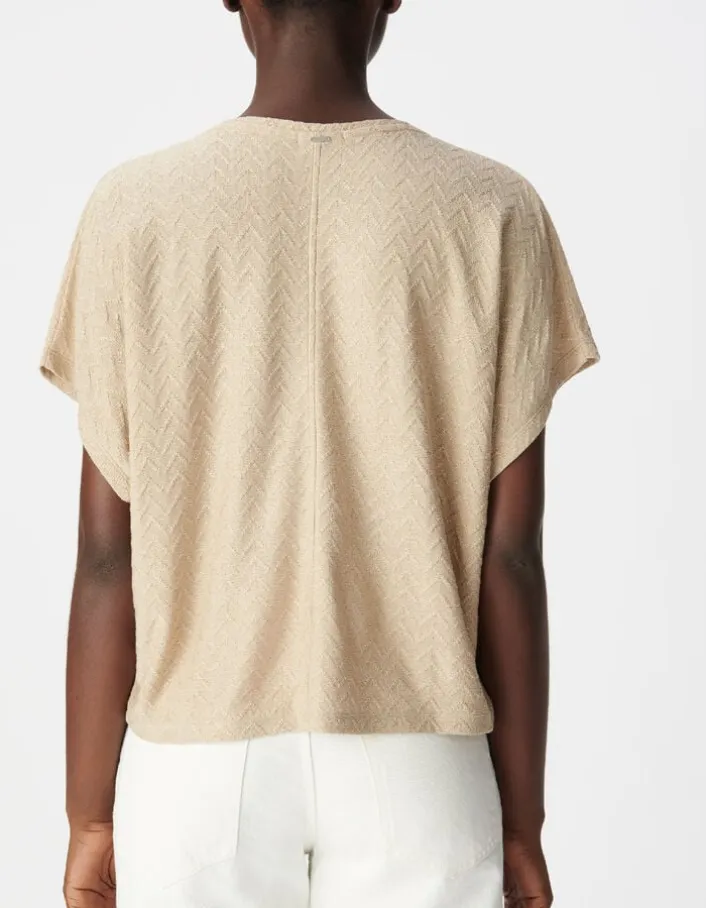 Tee-shirt loose doré tricot lurex fantaisie Femme