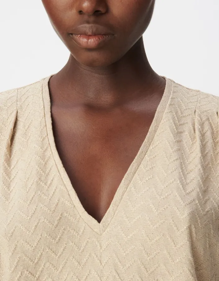Tee-shirt loose doré tricot lurex fantaisie Femme