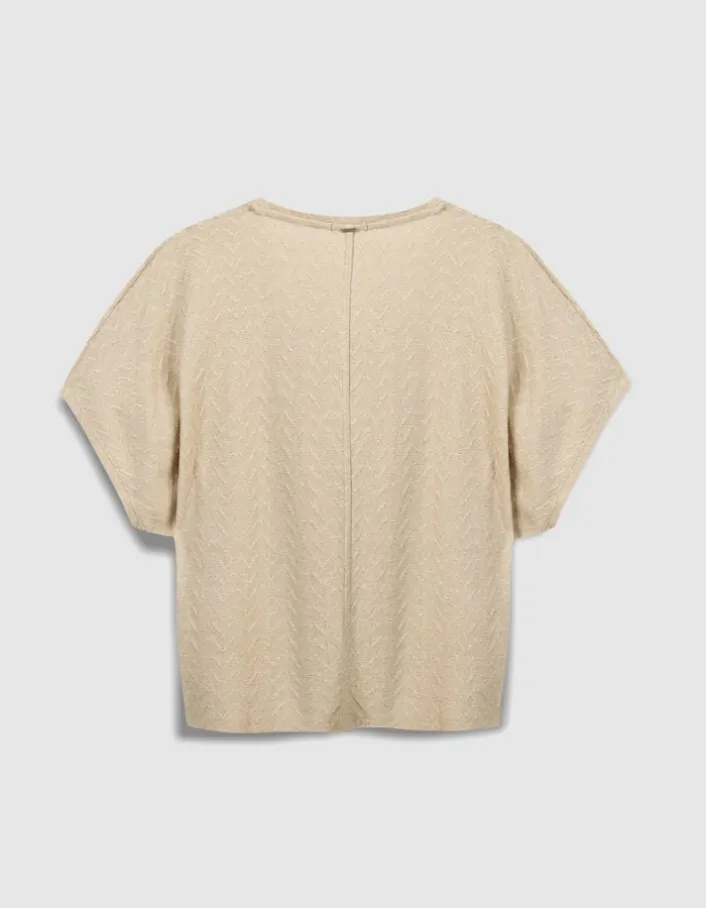 Tee-shirt loose doré tricot lurex fantaisie Femme