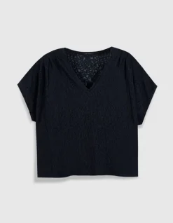 Tee-shirt loose marine imprimé léopard Femme