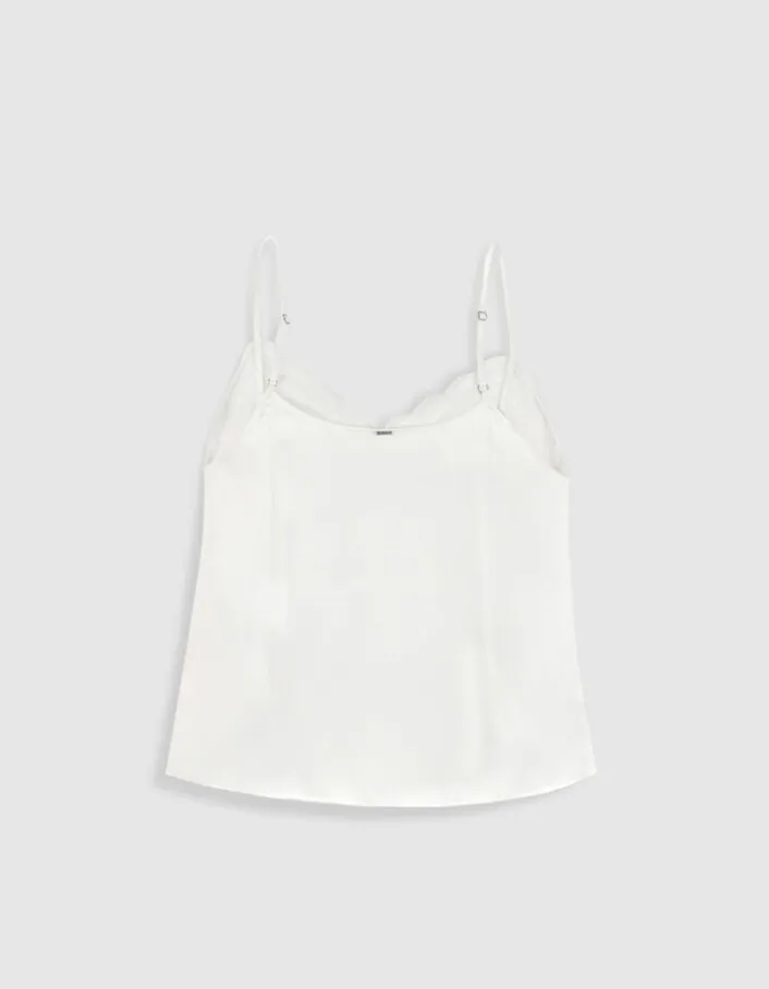 Top caraco fines bretelles blanc dentelle Femme