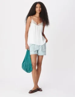 Top caraco fines bretelles blanc dentelle Femme