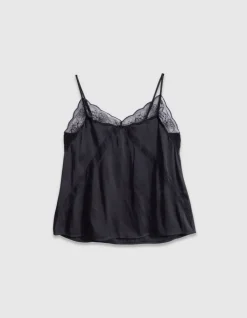 Top caraco fines bretelles noir dentelle Femme