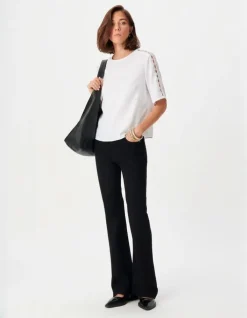Top fluide écru dentelle manches Femme