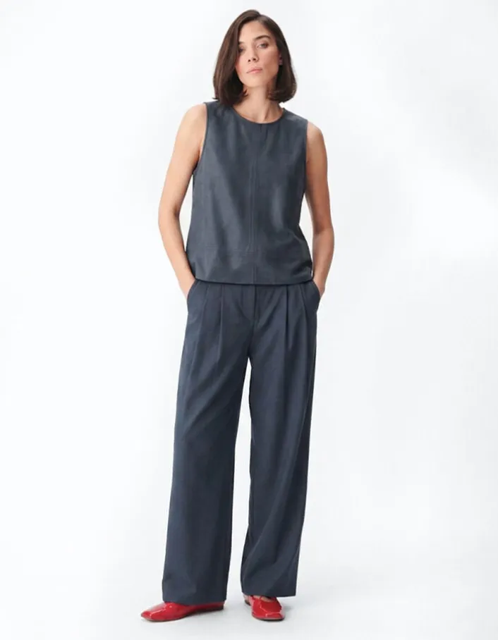 Top loose gris sans manches Femme