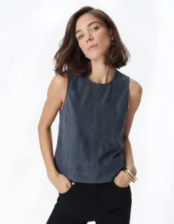 Top loose gris sans manches Femme