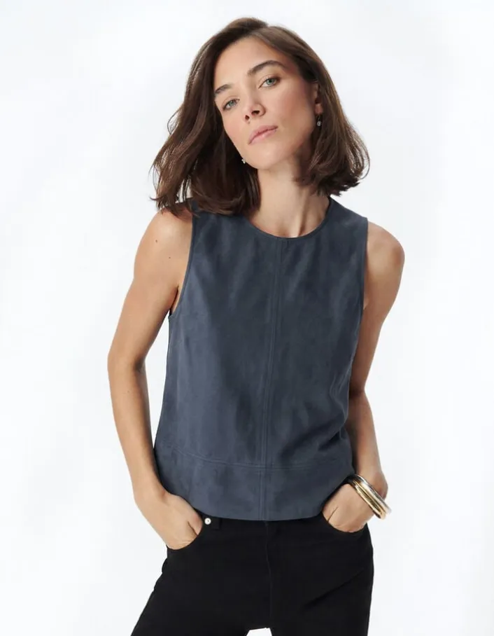 Top loose gris sans manches Femme