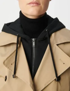 Trench beige capuche noire amovible Femme