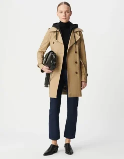 Trench beige capuche noire amovible Femme