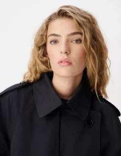 Trench long marine boutonnage croisé Léa Femme