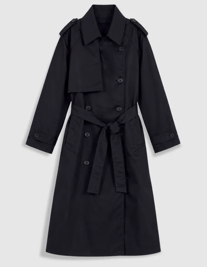 Trench long marine boutonnage croisé Léa Femme