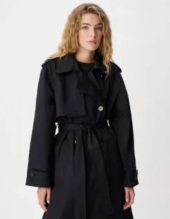Trench long marine boutonnage croisé Léa Femme