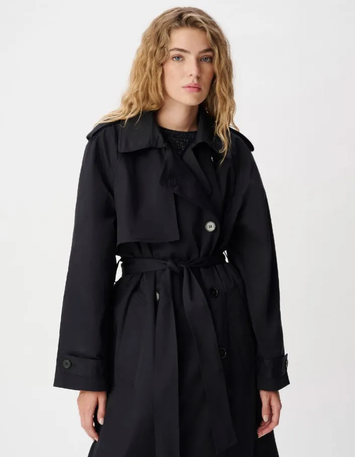 Trench long marine boutonnage croisé Léa Femme
