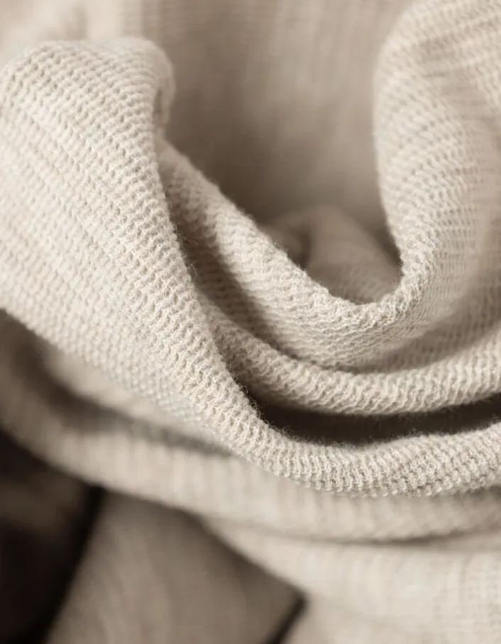 T-shirt à capuche beige maille relief Homme
