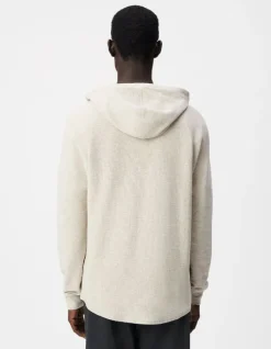 T-shirt à capuche beige maille relief Homme