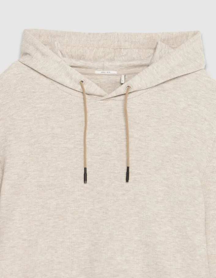 T-shirt à capuche beige maille relief Homme