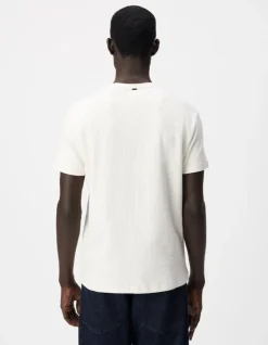 T-shirt col rond écru coton bio avec relief Homme