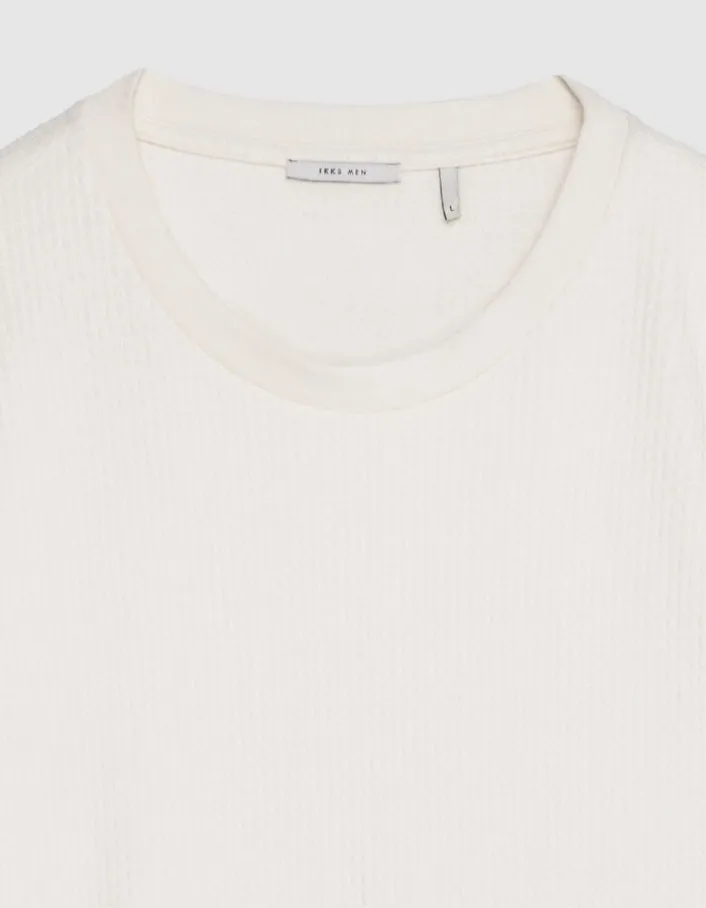 T-shirt col rond écru coton bio avec relief Homme