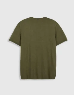 T-shirt col rond kaki coton modal Homme