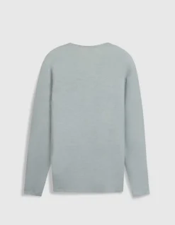 T-shirt col V gris coton flammé Homme