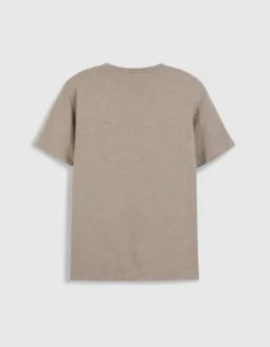 T-shirt encolure V beige coton bio flammé Homme