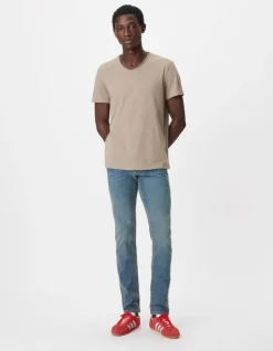 T-shirt encolure V beige coton bio flammé Homme