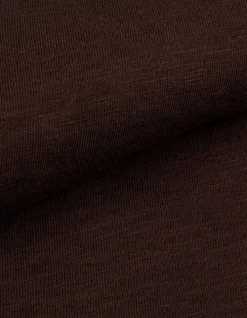 T-shirt encolure V marron coton bio flammé Homme