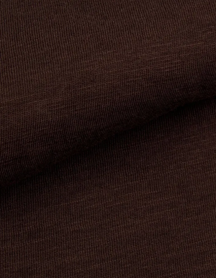 T-shirt encolure V marron coton bio flammé Homme