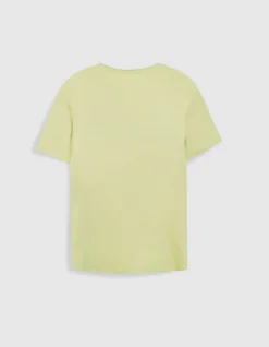 T-shirt encolure V vert coton bio flammé Homme