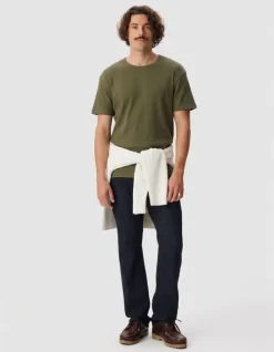 T-shirt kaki maille relief rayures Homme