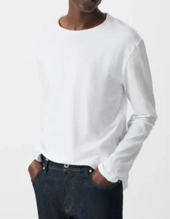 T-shirt L'Essentiel blanc col rond à manches longues Homme