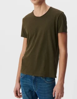 T-shirt L'Essentiel dark kaki à col V Homme