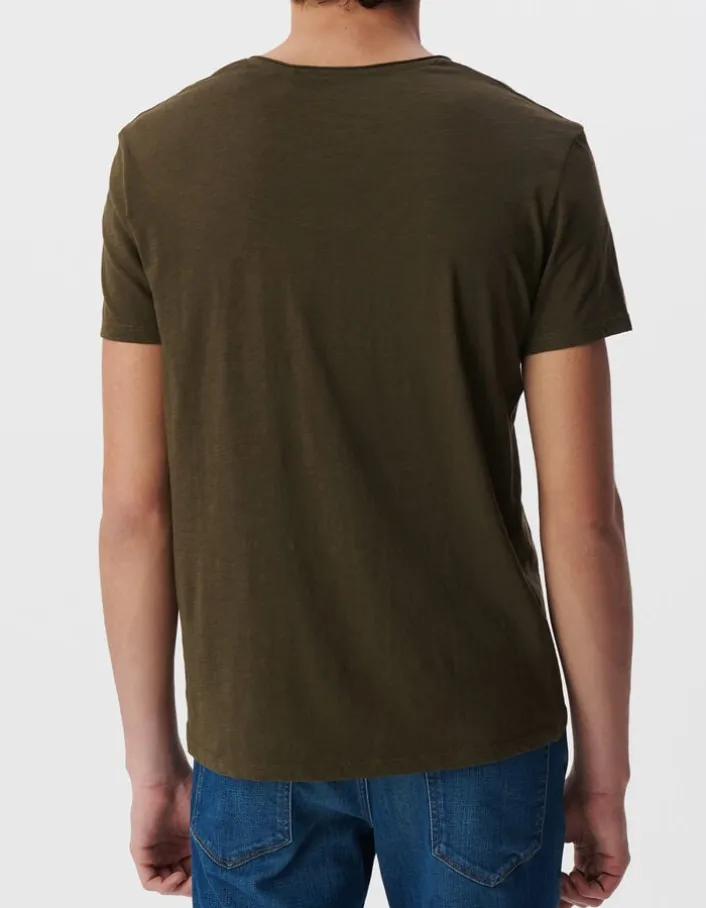 T-shirt L'Essentiel dark kaki à col V Homme