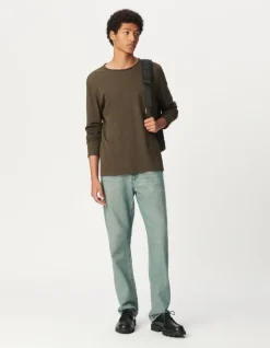 T-shirt L'Essentiel kaki coton bio manches longues Homme