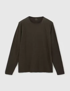 T-shirt L'Essentiel kaki coton bio manches longues Homme