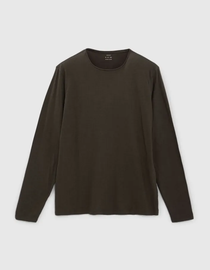 T-shirt L'Essentiel kaki coton bio manches longues Homme