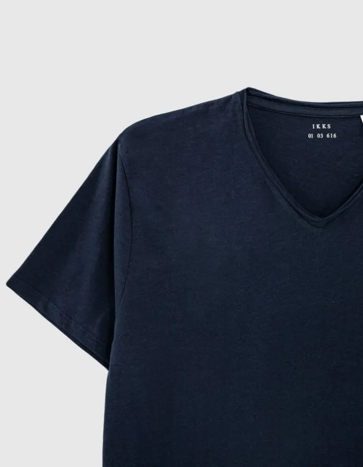 T-shirt L'Essentiel marine col V Homme