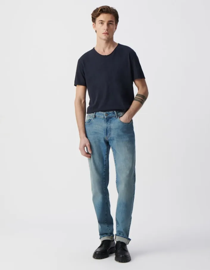 T-shirt L'Essentiel marine col V Homme