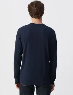 T-shirt L'Essentiel marine col rond à manches longues Homme