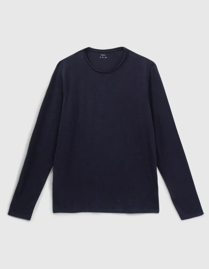 T-shirt L'Essentiel marine col rond à manches longues Homme