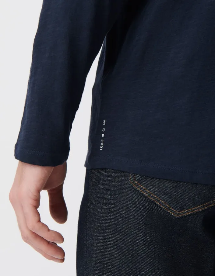 T-shirt L'Essentiel marine col rond à manches longues Homme