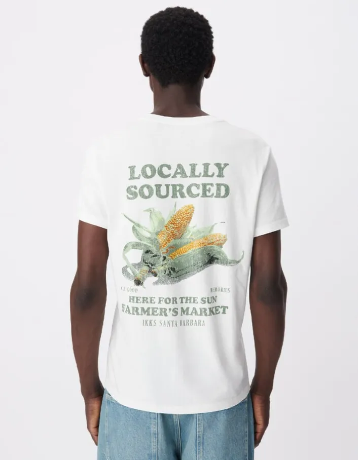 T-shirt manches courtes blanc visuels maïs Homme