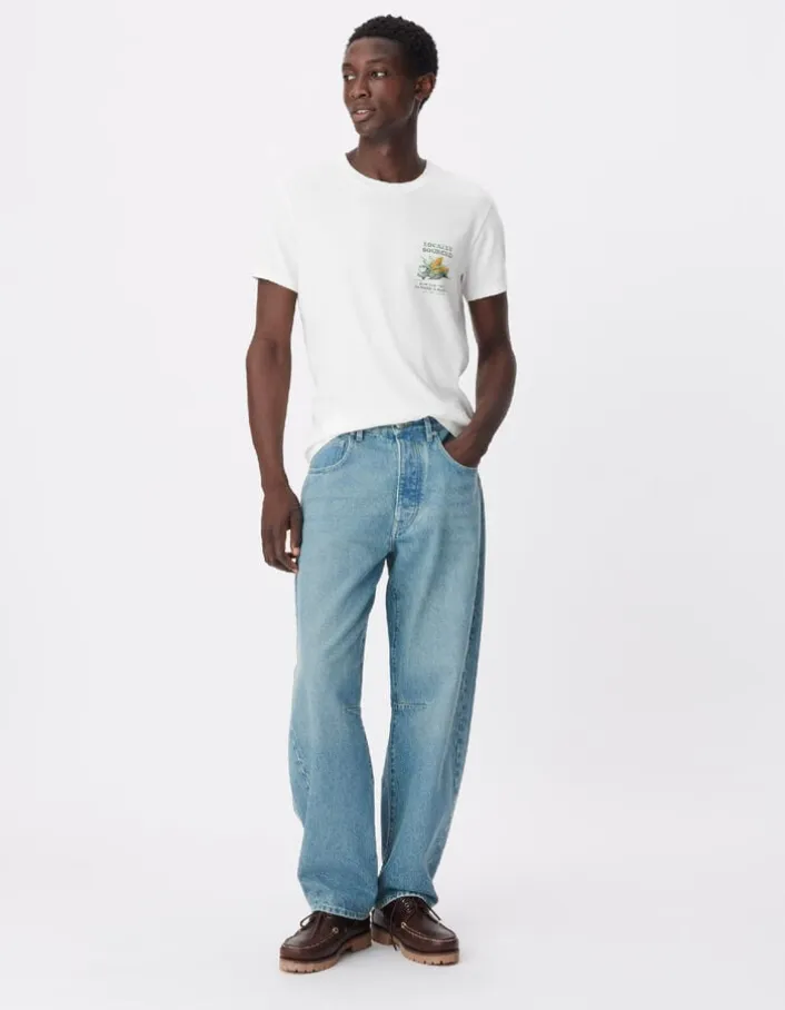 T-shirt manches courtes blanc visuels maïs Homme