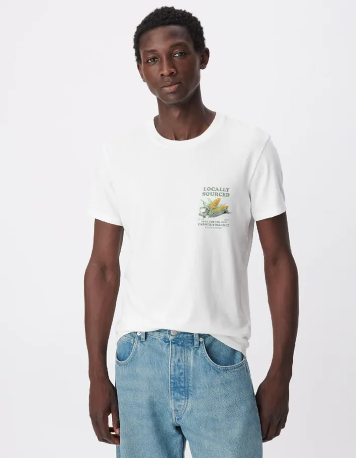 T-shirt manches courtes blanc visuels maïs Homme