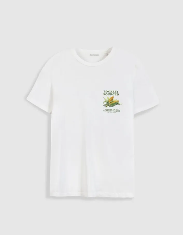 T-shirt manches courtes blanc visuels maïs Homme