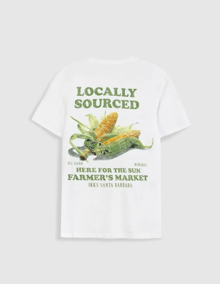 T-shirt manches courtes blanc visuels maïs Homme