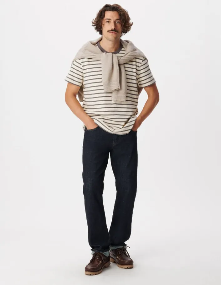 T-shirt manches courtes rayures grises Homme