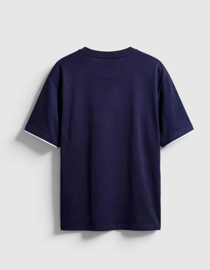 T-shirt marine effet trompe-l'oeil Homme